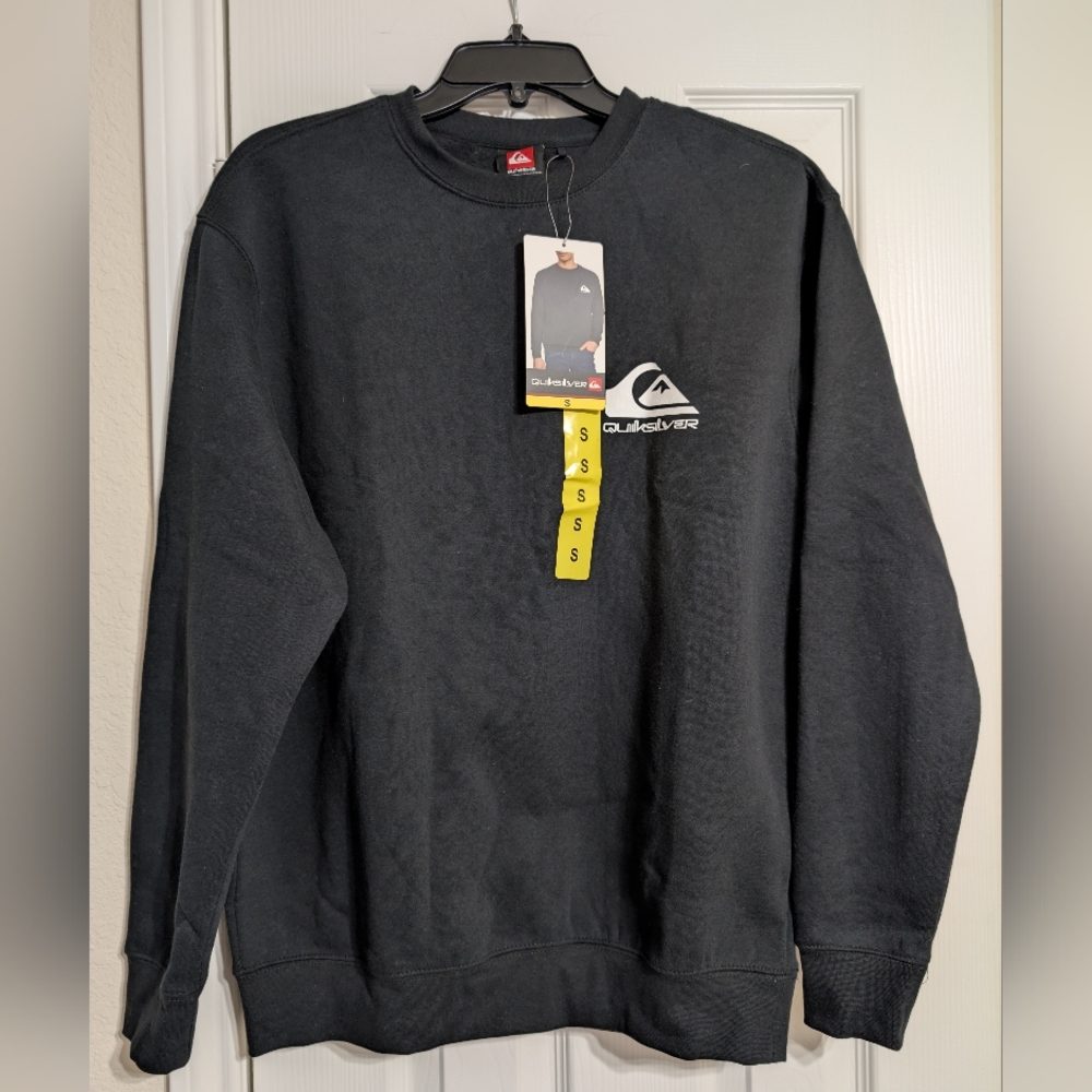 NWT•Quiksilver Men's Classic Black Crew Neck Sweatshirt•60% Cotton/40%PL•Small⬛ - Picture 12 of 13